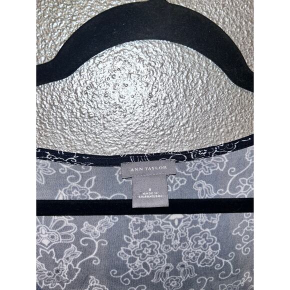 Ann Taylor Black White Tan Faux Wrap Midi Dress – Size 8 Professional Office - Picture 7 of 13